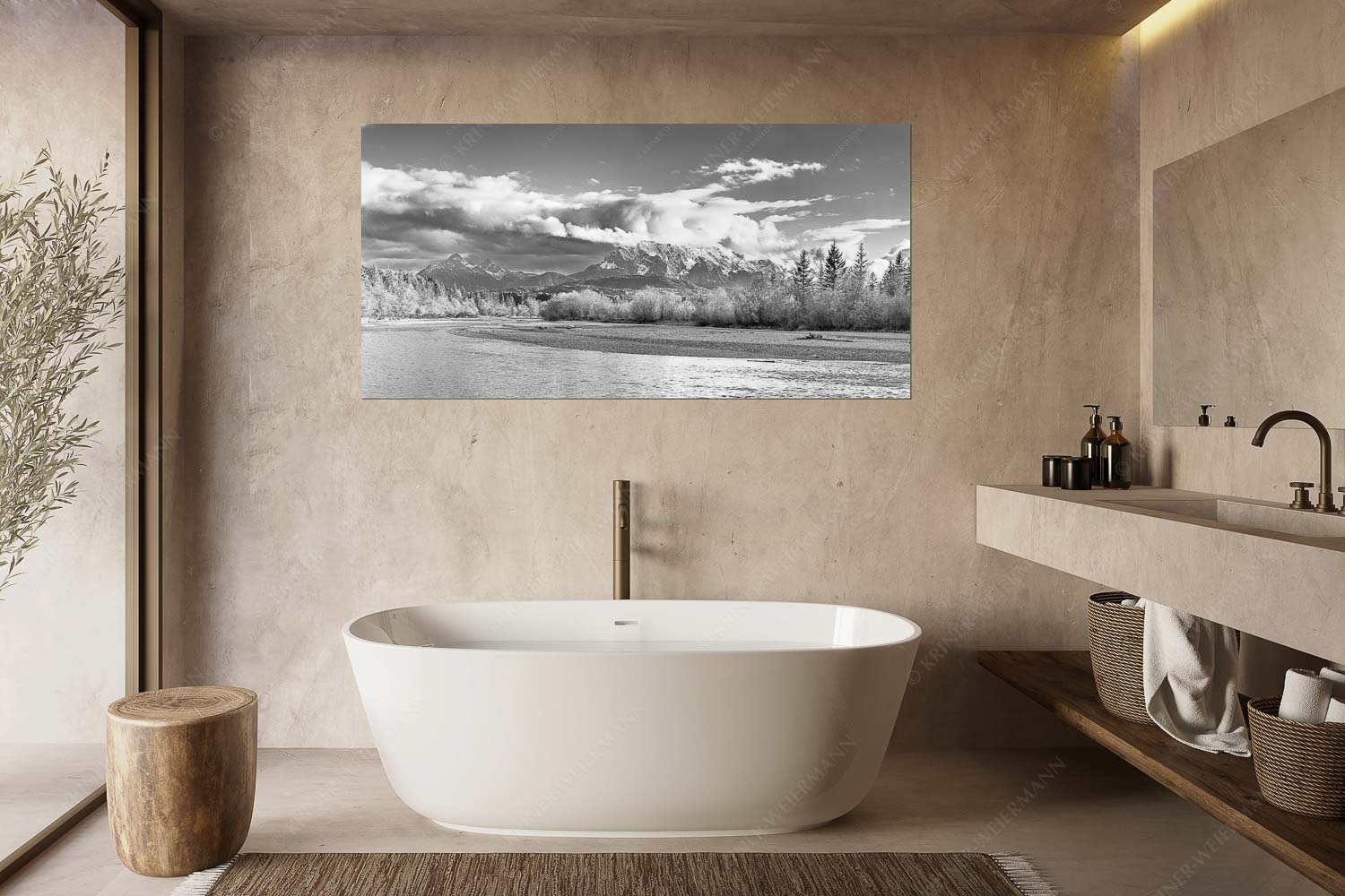 Heimliches Wahrzeichen III – Größe ca. 180x90cm, Seitenverhältnis 2:1 — Isar mit Arnspitzen Blick über die Isar bei Wallgau zum Wettersteingebirge und den Arnspitzen - Heimliches Wahrzeichen III - Größe ca. 180x90cm, Seitenverhältnis 2:1 - Isar mit Arnspitzen - weitere Infos unter https://www.kriner-weiermann.de