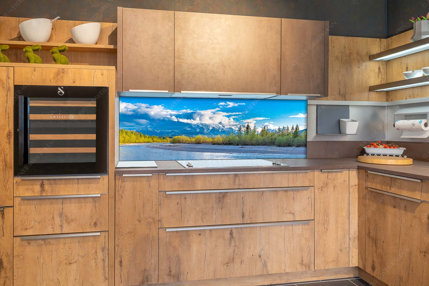 Blick über die Isar bei Wallgau zum Wettersteingebirge und den Arnspitzen - Heimliches Wahrzeichen III - Größe ca. 180x60cm, Seitenverhältnis 3:1 - Isar mit Arnspitzen - weitere Infos unter https://www.kriner-weiermann.de