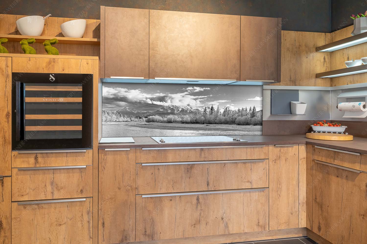 Blick über die Isar bei Wallgau zum Wettersteingebirge und den Arnspitzen - Heimliches Wahrzeichen III - Größe ca. 180x60cm, Seitenverhältnis 3:1 - Isar mit Arnspitzen - weitere Infos unter https://www.kriner-weiermann.de