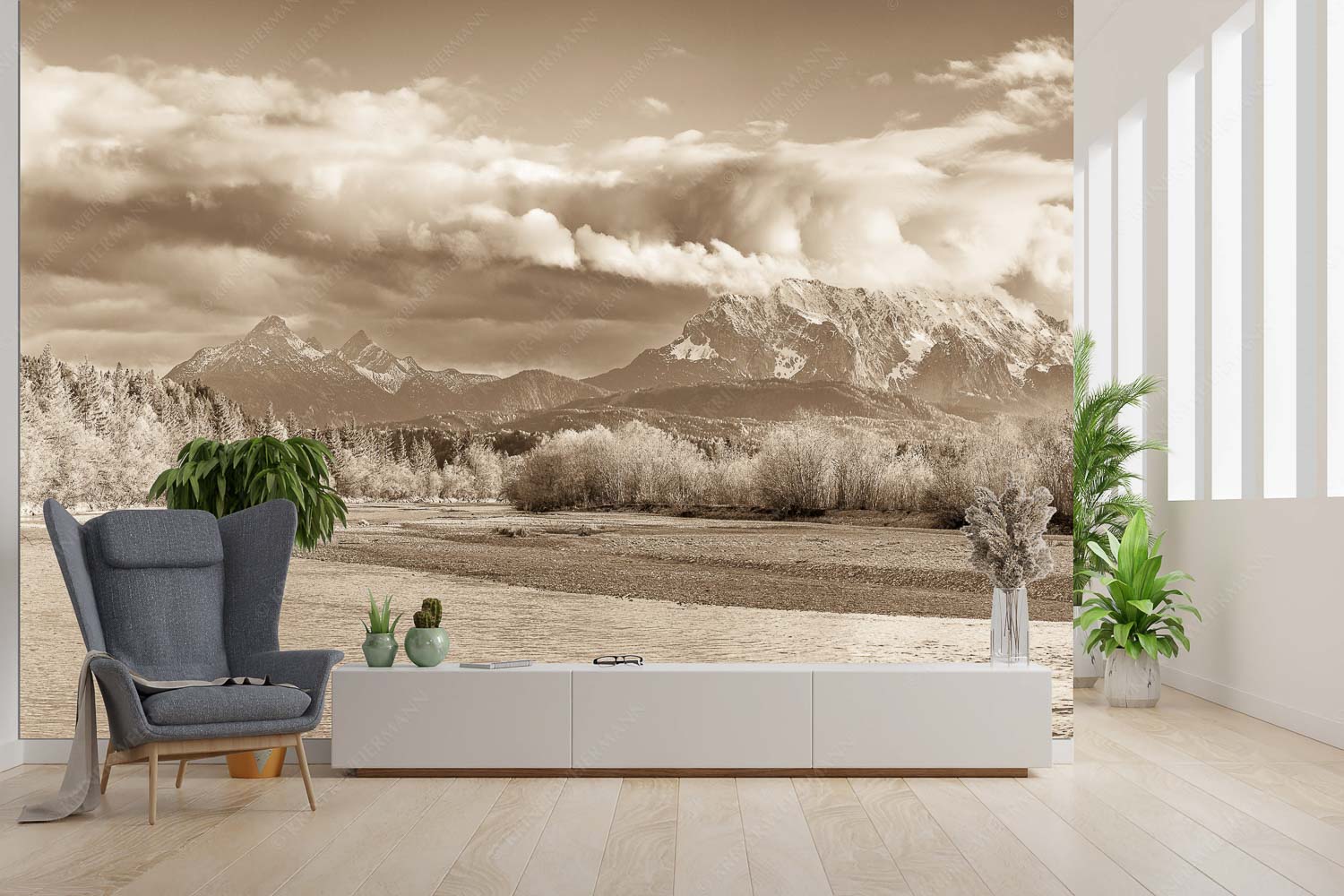 Heimliches Wahrzeichen III – Größe ca. 300x200cm, Seitenverhältnis 3:2 — Isar mit Arnspitzen Blick über die Isar bei Wallgau zum Wettersteingebirge und den Arnspitzen - Heimliches Wahrzeichen III - Größe ca. 300x200cm, Seitenverhältnis 3:2 - Isar mit Arnspitzen - weitere Infos unter https://www.kriner-weiermann.de