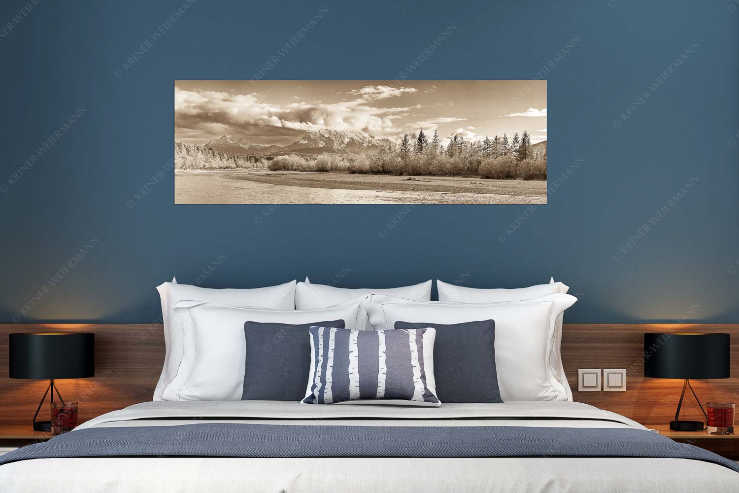 Heimliches Wahrzeichen III – Größe ca. 180x60cm, Seitenverhältnis 3:1 — Isar mit Arnspitzen Blick über die Isar bei Wallgau zum Wettersteingebirge und den Arnspitzen - Heimliches Wahrzeichen III - Größe ca. 180x60cm, Seitenverhältnis 3:1 - Isar mit Arnspitzen - weitere Infos unter https://www.kriner-weiermann.de