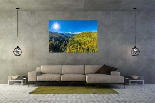 Blick über Hintergraseck zur Alpspitze und Wettersteingebirge - Herbstliches Hintergraseck - Größe ca. 180x120cm, Seitenverhältnis 3:2 - Alpspitze im Wetterstein - weitere Infos unter https://www.kriner-weiermann.de