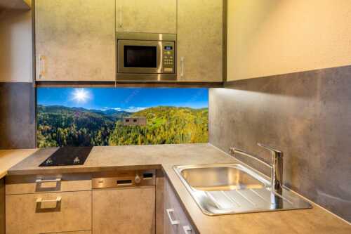 Blick über Hintergraseck zur Alpspitze und Wettersteingebirge - Herbstliches Hintergraseck - Größe ca. 150x60cm, Seitenverhältnis 2,5:1 - Alpspitze im Wetterstein - weitere Infos unter https://www.kriner-weiermann.de