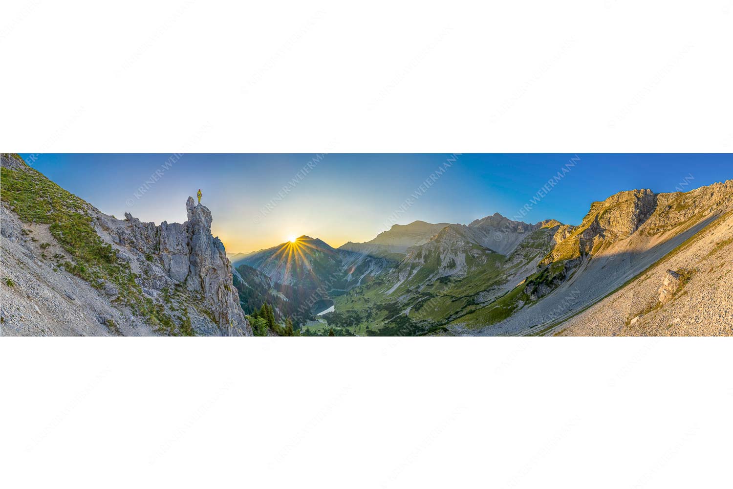 Ich sehe was du nicht siehst – Seitenverhältnis 4:1 — Klettern im Karwendel Spitzenerlebnis beim Sonnenaufgang im Soierngebirge