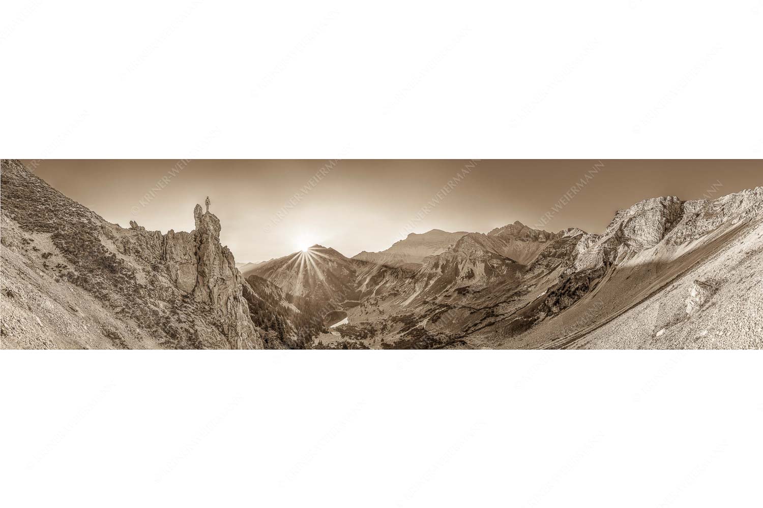 Ich sehe was du nicht siehst – Seitenverhältnis 4:1 — Klettern im Karwendel Spitzenerlebnis beim Sonnenaufgang im Soierngebirge