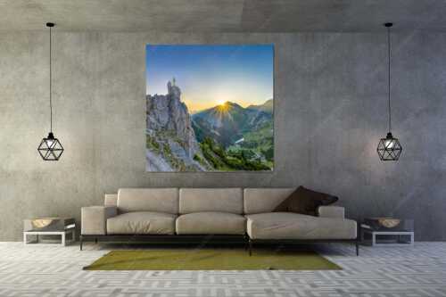 Spitzenerlebnis beim Sonnenaufgang im Soierngebirge - Ich sehe was du nicht siehst - Größe ca. 160x160cm, Seitenverhältnis 1:1 - Klettern im Karwendel - weitere Infos unter https://www.kriner-weiermann.de