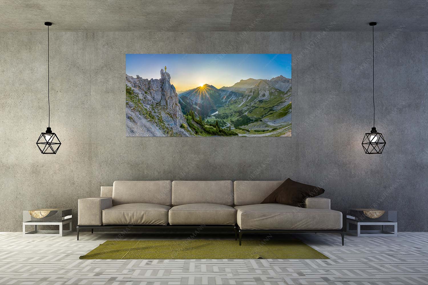 Spitzenerlebnis beim Sonnenaufgang im Soierngebirge - Ich sehe was du nicht siehst - Größe ca. 200x100cm, Seitenverhältnis 2:1 - Klettern im Karwendel - weitere Infos unter https://www.kriner-weiermann.de