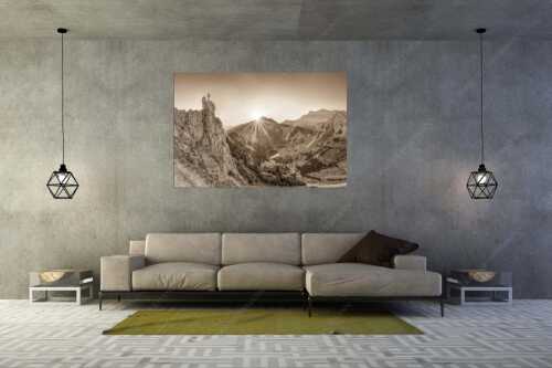 Spitzenerlebnis beim Sonnenaufgang im Soierngebirge - Ich sehe was du nicht siehst - Größe ca. 180x120cm, Seitenverhältnis 3:2 - Klettern im Karwendel - weitere Infos unter https://www.kriner-weiermann.de
