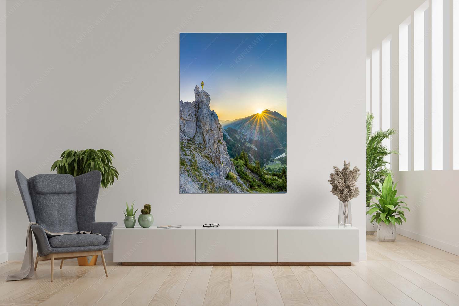 Ich sehe was du nicht siehst – Größe ca. 120x180cm, Seitenverhältnis 2:3 — Klettern im Karwendel Spitzenerlebnis beim Sonnenaufgang im Soierngebirge - Ich sehe was du nicht siehst - Größe ca. 120x180cm, Seitenverhältnis 2:3 - Klettern im Karwendel - weitere Infos unter https://www.kriner-weiermann.de