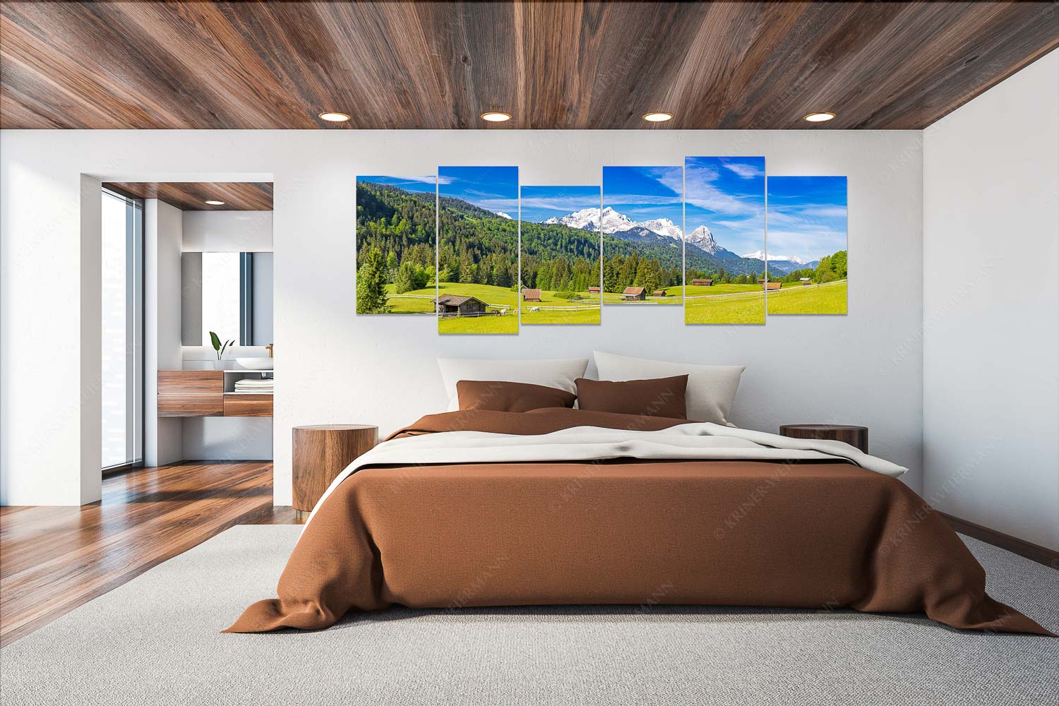 Idyllischer Zugspitzblick – 6er Split, Größe ca. 280x112cm, Seitenverhältnis 2,5:1 — Heustadel Alpspitze Zugspitze Waxenstein Typische Werdenfelser Landschaft mit Wiesen und Heustadeln und dem Blick zum Zugspitzmassiv - Idyllischer Zugspitzblick - 6er Split, Größe ca. 280x112cm, Seitenverhältnis 2,5:1 - Heustadel Alpspitze Zugspitze Waxenstein - weitere Infos unter https://www.kriner-weiermann.de