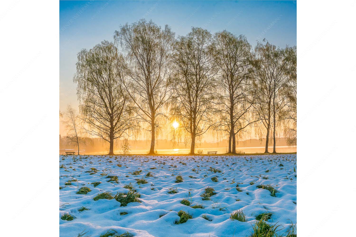 In der Früh – Seitenverhältnis 1:1 — Uffing am Staffelsee Blick über den Staffelsee in Uffing in den Sonnenaufgang
