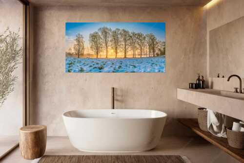 Blick über den Staffelsee in Uffing in den Sonnenaufgang - In der Früh - Größe ca. 180x90cm, Seitenverhältnis 2:1 - Uffing am Staffelsee - weitere Infos unter https://www.kriner-weiermann.de