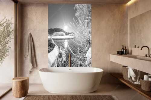 Blick über die winterliche Isar zum Soiern- und Karwendelgebirge - Isarstern - Größe ca. 160x240cm, Seitenverhältnis 2:3 - Isar bei Krün mit Karwendel - weitere Infos unter https://www.kriner-weiermann.de