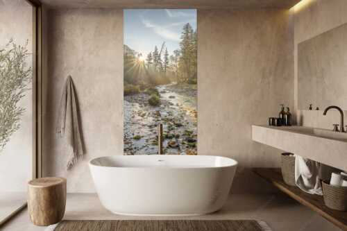 Die Nebelstimmung mit den ersten Sonnenstrahlen verleihen einen ganz besonderen Flair - Isarursprung I - Größe ca. 100x200cm, Seitenverhältnis 1:2 - Isarquelle im Karwendelgebirge - weitere Infos unter https://www.kriner-weiermann.de