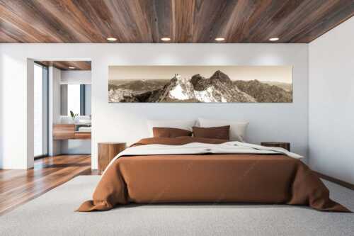 Im Winter ist der Jubiläumsgrat zwischen Alp- und Zugspitze ein besonder Herausforderung - Jubigrat Winter II - Größe ca. 300x60cm, Seitenverhältnis 5:1 - Zwischen Alpspite und Zugspitze - weitere Infos unter https://www.kriner-weiermann.de