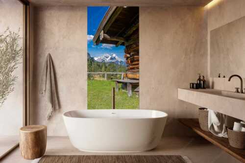 Vom Schachen bis zum Gamsanger gibt es auf der Wetterstein-Nordseite einiges zu entdecken - Kämialm - Größe ca. 100x200cm, Seitenverhältnis 1:2 - Almhütte im Wettersteingebirge - weitere Infos unter https://www.kriner-weiermann.de