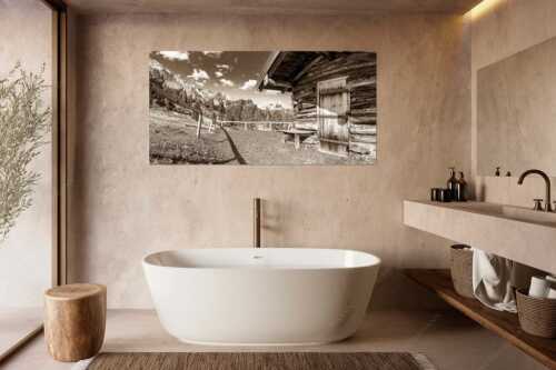 Vom Schachen bis zum Gamsanger gibt es auf der Wetterstein-Nordseite einiges zu entdecken - Kämialm - Größe ca. 180x90cm, Seitenverhältnis 2:1 - Almhütte im Wettersteingebirge - weitere Infos unter https://www.kriner-weiermann.de