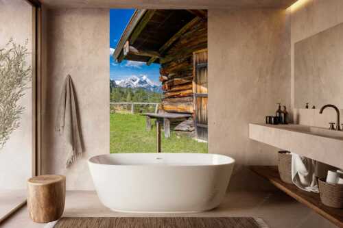 Vom Schachen bis zum Gamsanger gibt es auf der Wetterstein-Nordseite einiges zu entdecken - Kämialm - Größe ca. 160x240cm, Seitenverhältnis 2:3 - Almhütte im Wettersteingebirge - weitere Infos unter https://www.kriner-weiermann.de