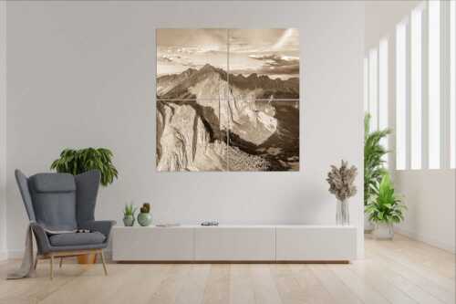 Speckkar und Lafatscher am Halleranger bei erstem Licht nach Gewitter - Karwendel Dome - 4er Split, Größe ca. 180x180cm, Seitenverhältnis 1:1 - Lafatscher im Karwendel - weitere Infos unter https://www.kriner-weiermann.de