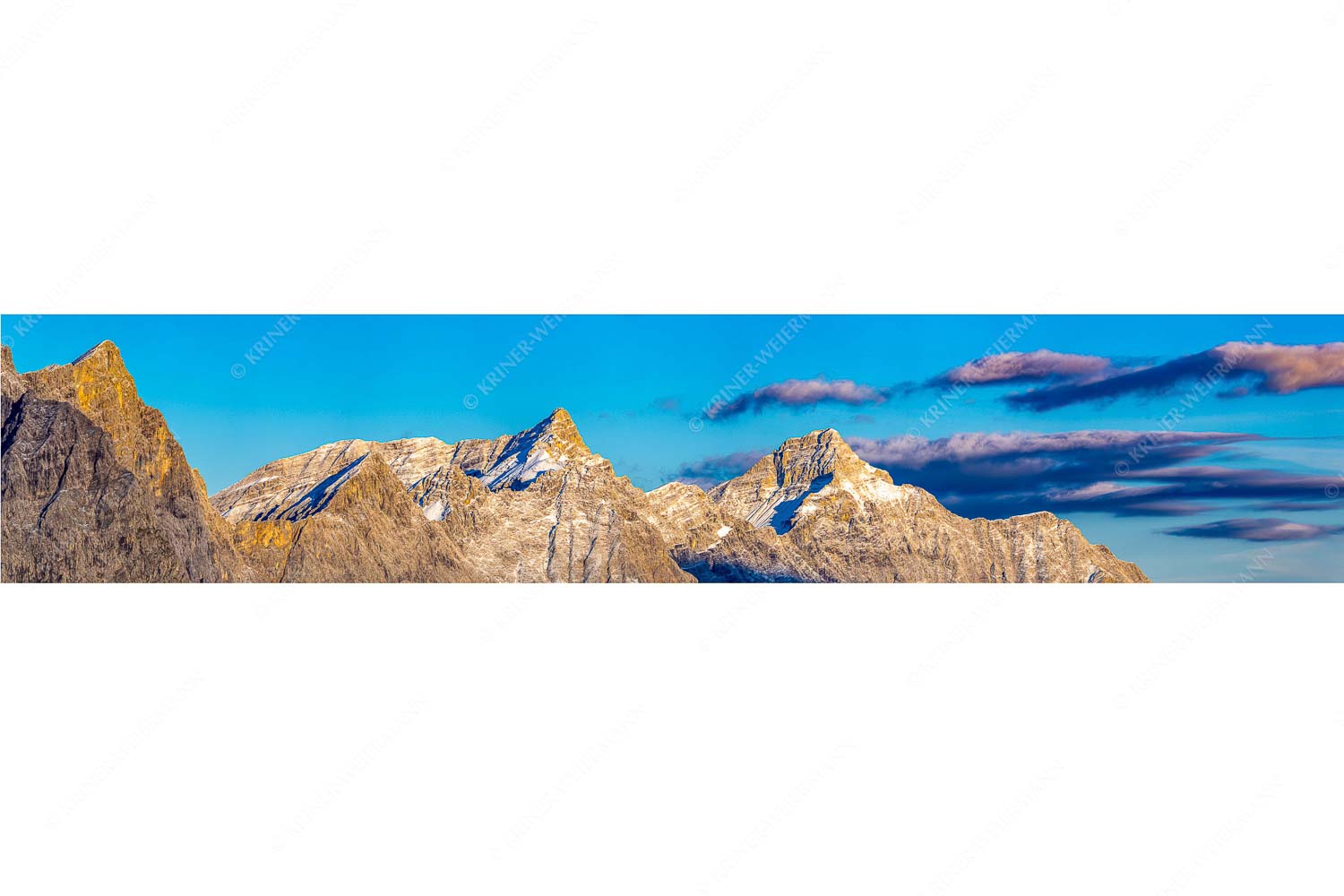 Karwendelgrößen – Seitenverhältnis 5:1 — Kaltwasserkarspitze und Birkkarspitze Kaltwasserkar-, und Birkkarspitze im Karwendel angezuckert Anfang August