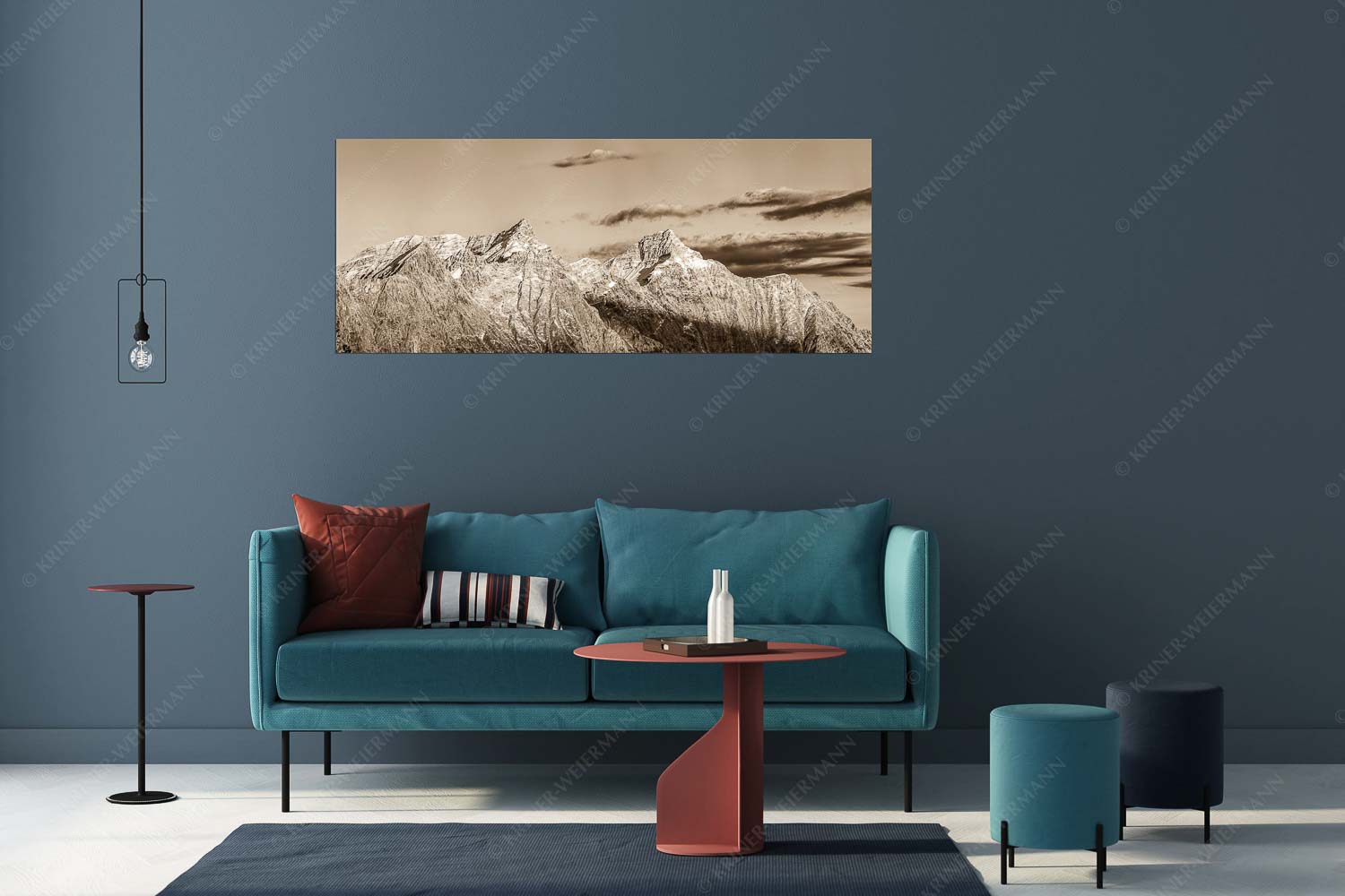 Karwendelgrößen – Größe ca. 175x70cm, Seitenverhältnis 2,5: — Kaltwasserkarspitze und Birkkarspitze Kaltwasserkar-, und Birkkarspitze im Karwendel angezuckert Anfang August - Karwendelgrößen - Größe ca. 175x70cm, Seitenverhältnis 2,5: - Kaltwasserkarspitze und Birkkarspitze - weitere Infos unter https://www.kriner-weiermann.de