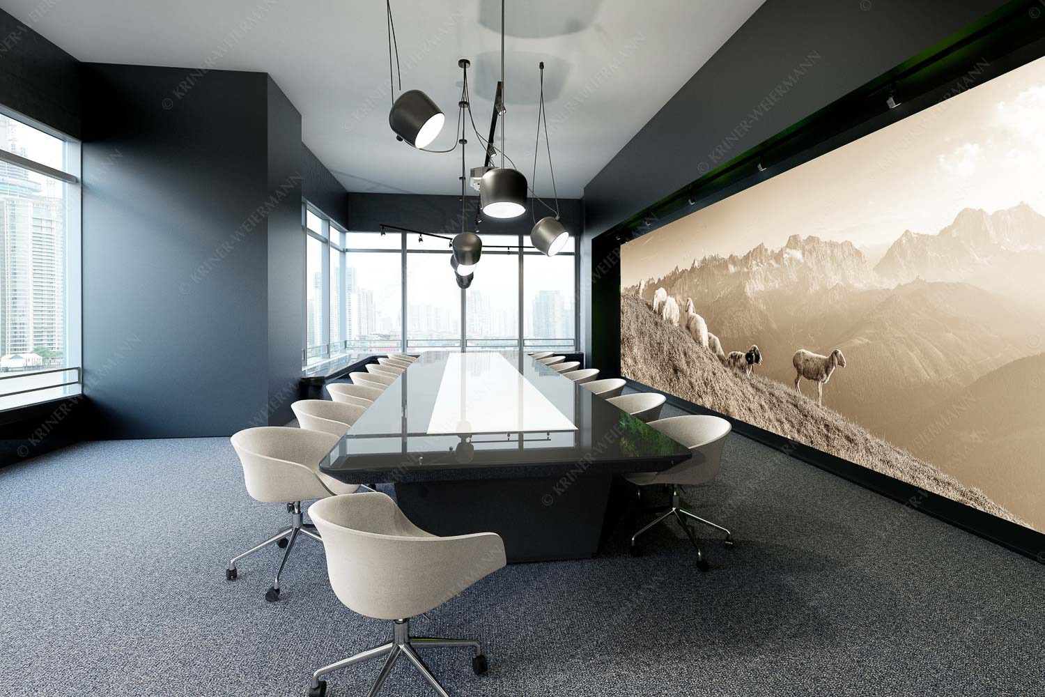 Karwendelprominenz II – Größe ca. 600x200cm, Seitenverhältnis 3:1 — Schafe im Karwendel Bergschafe auf dem Schafreiter mit Blick zum Karwendelhauptkamm - Karwendelprominenz II - Größe ca. 600x200cm, Seitenverhältnis 3:1 - Schafe im Karwendel - weitere Infos unter https://www.kriner-weiermann.de