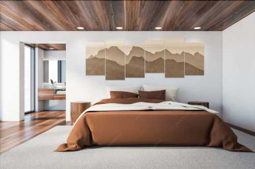 Blick auf das westliche Karwendel bei Sonnenaufgang - Karwendelseite - 6er Split, Größe ca. 280x112cm, Seitenverhältnis 2,5:1 - Karwendelgipfel Sonnenaufgang - weitere Infos unter https://www.kriner-weiermann.de