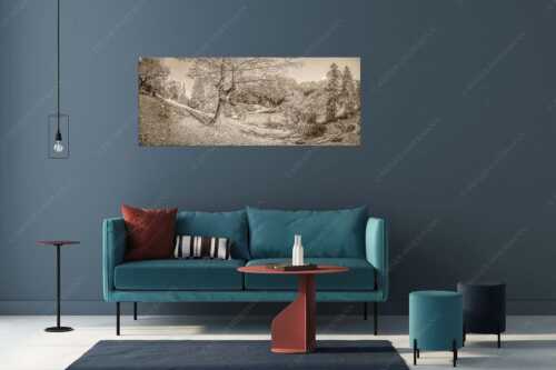 Letzte Sonne im Oberreintal im Wetterstein - Keiner mehr da! - Wandbild - Größe ca. 175x70cm, Seitenverhältnis 2,5:1 - Herbst Ahorn mit Oberreintalhütte - weitere Infos unter https://www.kriner-weiermann.de