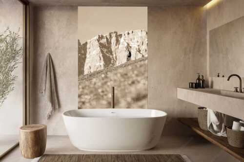 Gams auf Frühlingswiese mit Dreizinkenspitze im Karwendelgebirge - Kimmbebba - Größe ca. 160x240cm, Seitenverhältnis 2:3 - Gams im Karwendel - weitere Infos unter https://www.kriner-weiermann.de