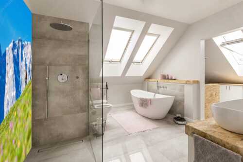 Gams auf Frühlingswiese mit Dreizinkenspitze im Karwendelgebirge - Kimmbebba - Größe ca. 150x225cm, Seitenverhältnis 2:3 - Gams im Karwendel - weitere Infos unter https://www.kriner-weiermann.de