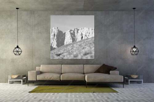 Gams auf Frühlingswiese mit Dreizinkenspitze im Karwendelgebirge - Kimmbebba - Größe ca. 160x160cm, Seitenverhältnis 1:1 - Gams im Karwendel - weitere Infos unter https://www.kriner-weiermann.de