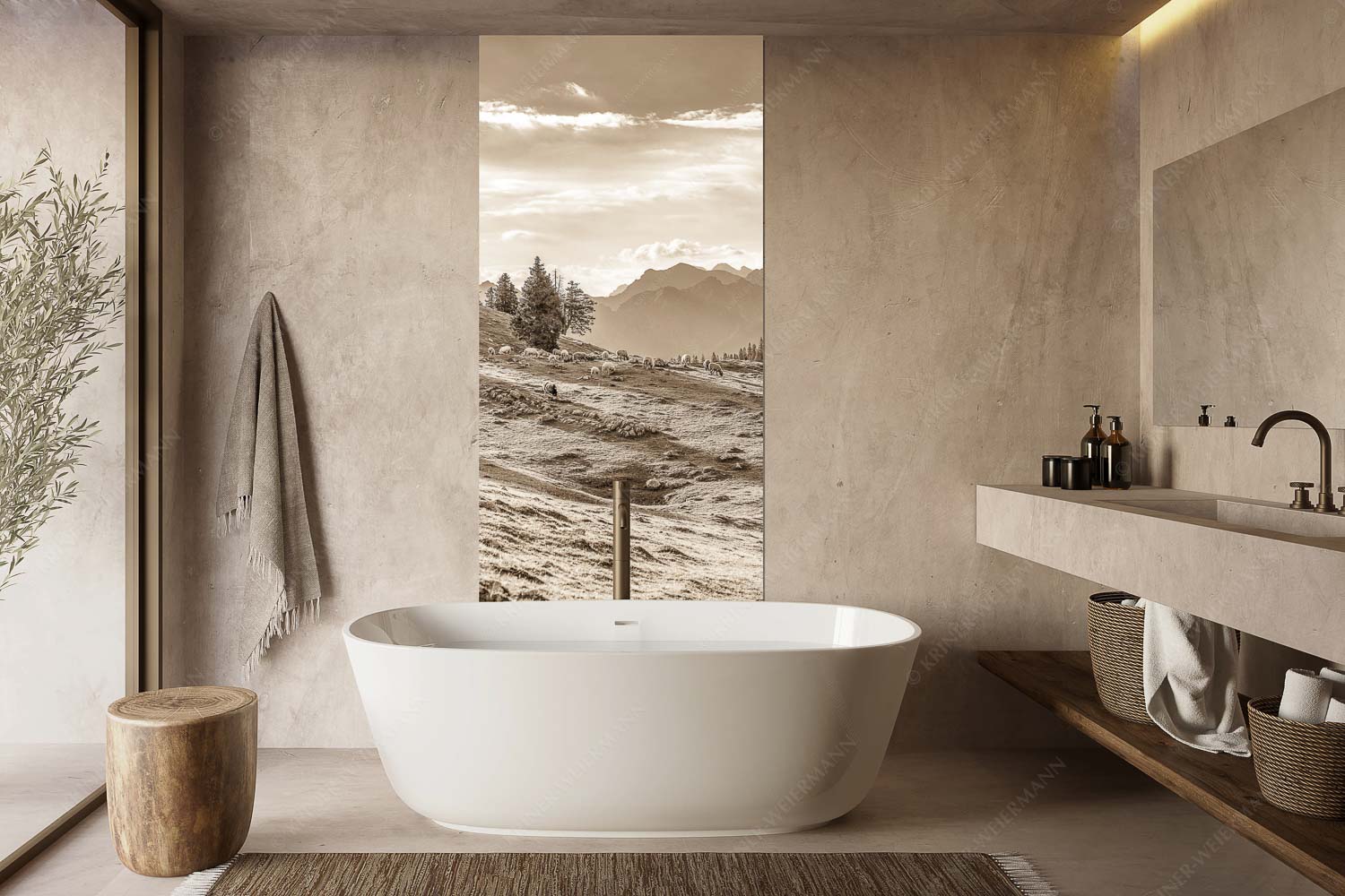 Bergschafe mit Blick von der Kuhalm zum Soierngebirge - Kuhalmschaflan - Größe ca. 100x200cm, Seitenverhältnis 1:2 - Schafe auf der Kuhalm im Estergebirge - weitere Infos unter https://www.kriner-weiermann.de