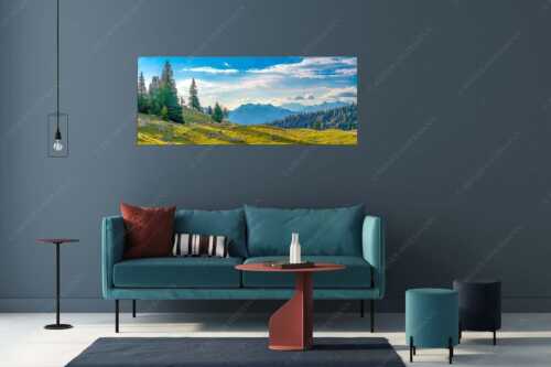 Bergschafe mit Blick von der Kuhalm zum Soierngebirge - Kuhalmschaflan - Größe ca. 175x70cm, Seitenverhältnis 2,5:1 - Schafe auf der Kuhalm im Estergebirge - weitere Infos unter https://www.kriner-weiermann.de