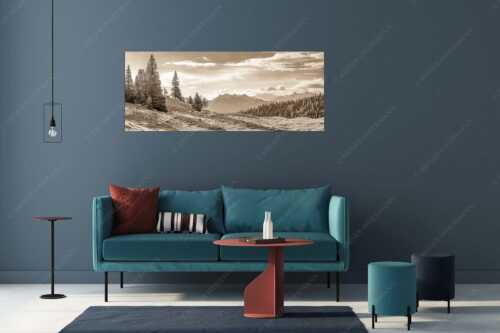 Bergschafe mit Blick von der Kuhalm zum Soierngebirge - Kuhalmschaflan - Größe ca. 175x70cm, Seitenverhältnis 2,5:1 - Schafe auf der Kuhalm im Estergebirge - weitere Infos unter https://www.kriner-weiermann.de