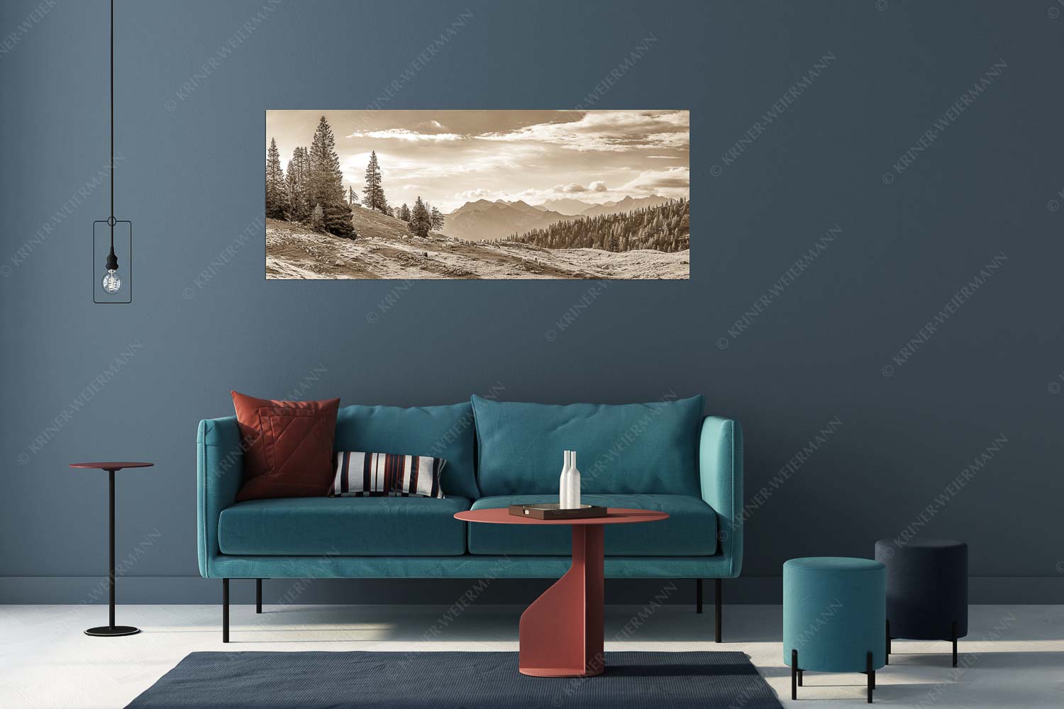 Bergschafe mit Blick von der Kuhalm zum Soierngebirge - Kuhalmschaflan - Größe ca. 175x70cm, Seitenverhältnis 2,5:1 - Schafe auf der Kuhalm im Estergebirge - weitere Infos unter https://www.kriner-weiermann.de