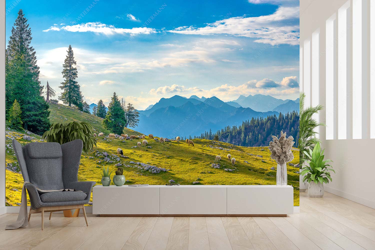 Kuhalmschaflan – Größe ca. 300x200cm, Seitenverhältnis 3:2 — Schafe auf der Kuhalm im Estergebirge Bergschafe mit Blick von der Kuhalm zum Soierngebirge - Kuhalmschaflan - Größe ca. 300x200cm, Seitenverhältnis 3:2 - Schafe auf der Kuhalm im Estergebirge - weitere Infos unter https://www.kriner-weiermann.de