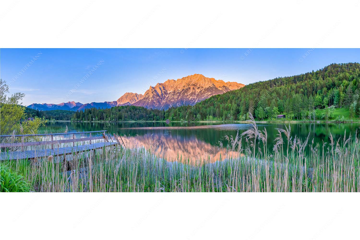 Lautersee Karwendel II – Seitenverhältnis 2,5:1 — Abendrot am Karwendel Blick über den Lautersee zum Abendrot am ´Karwendelgebirge