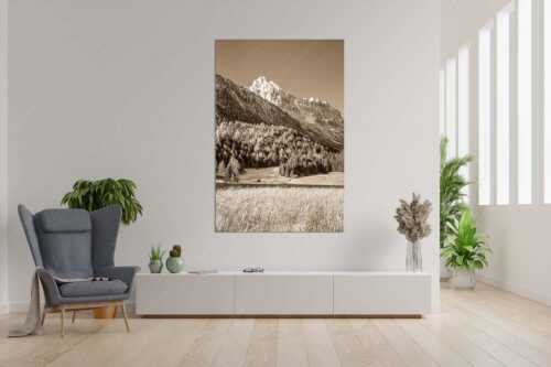 Blick über den Lautersee zum Grünkopf und der Unteren Wettersteinspitze - Lauterseeherbst - Größe ca. 120x180cm, Seitenverhältnis 2:3 - Harbst am Lautersee mit Wetterstein - weitere Infos unter https://www.kriner-weiermann.de