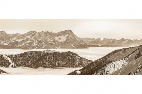 Blick aus dem Estergebirge über Nebelmeer und Wank zum Zugspitzmassiv - Letzter Blitzer - Seitenverhältnis 2,5:1 - Zugspitze Sonnenuntergang - weitere Infos unter https://www.kriner-weiermann.de