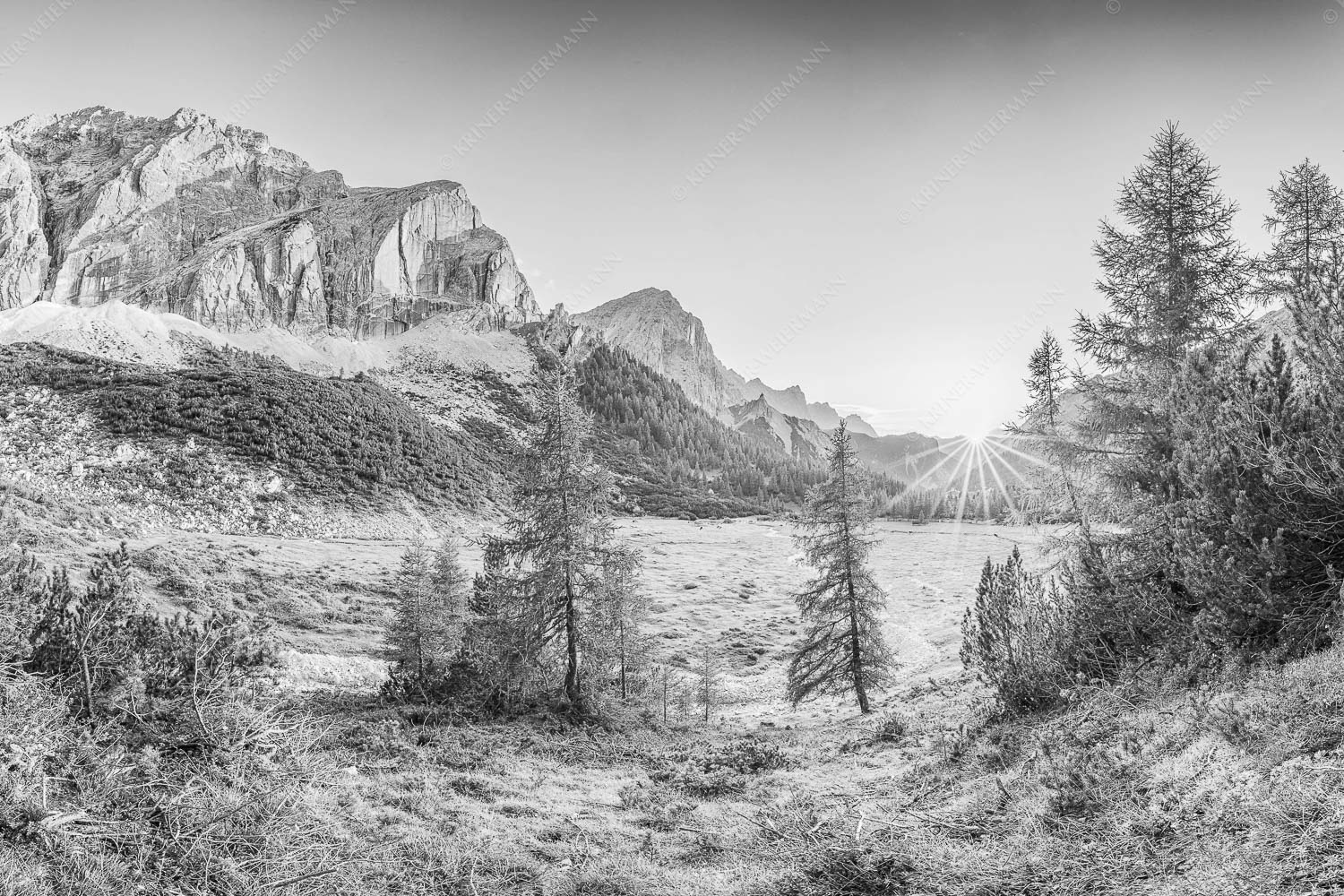 Blick zur Speckkarspitze und über den Halleranger im Karwendelgebirge