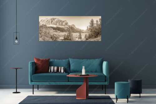 Blick zur Speckkarspitze und über den Halleranger im Karwendelgebirge - Letztes Licht am Anger - Größe ca. 175x70cm, Seitenverhältnis 2,5:1 - Halleranger mit Speckkarspitze im Karwendel - weitere Infos unter https://www.kriner-weiermann.de
