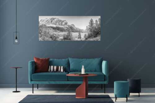 Blick zur Speckkarspitze und über den Halleranger im Karwendelgebirge - Letztes Licht am Anger - Größe ca. 175x70cm, Seitenverhältnis 2,5:1 - Halleranger mit Speckkarspitze im Karwendel - weitere Infos unter https://www.kriner-weiermann.de