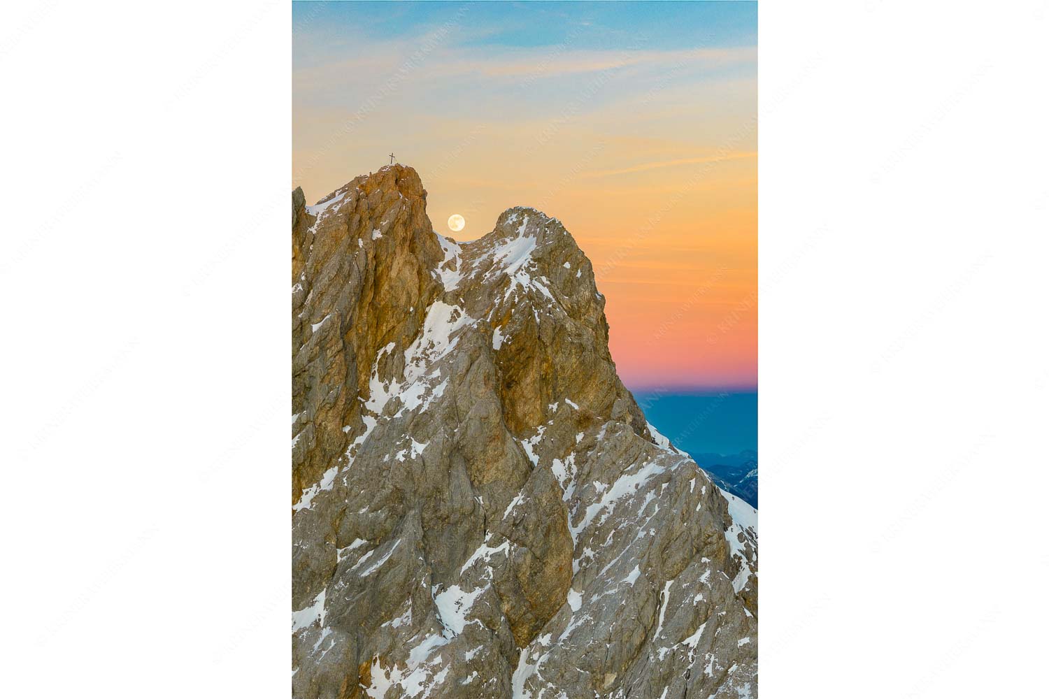 Leutascher – Seitenverhältnis 2:3 — Leutascher Dreitorspitze Vollmond Vollmondaufgang an der Leutascher Dreitorspitze im Wettersteingebirge
