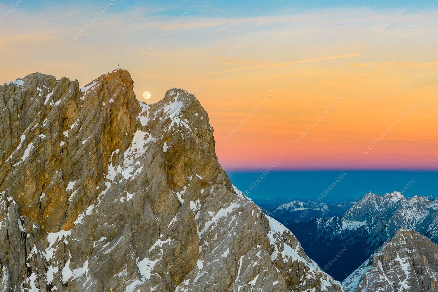Leutascher – Seitenverhältnis 3:2 — Leutascher Dreitorspitze Vollmond Vollmondaufgang an der Leutascher Dreitorspitze im Wettersteingebirge