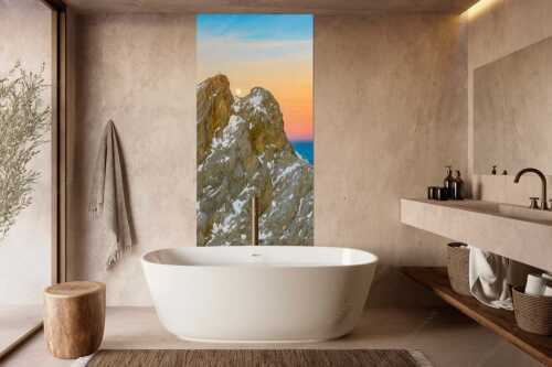 Vollmondaufgang an der Leutascher Dreitorspitze im Wettersteingebirge - Leutascher - Größe ca. 100x200cm, Seitenverhältnis 1:2 - Leutascher Dreitorspitze Vollmond - weitere Infos unter https://www.kriner-weiermann.de