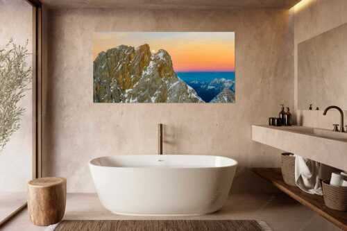 Vollmondaufgang an der Leutascher Dreitorspitze im Wettersteingebirge - Leutascher - Größe ca. 180x90cm, Seitenverhältnis 2:1 - Leutascher Dreitorspitze Vollmond - weitere Infos unter https://www.kriner-weiermann.de