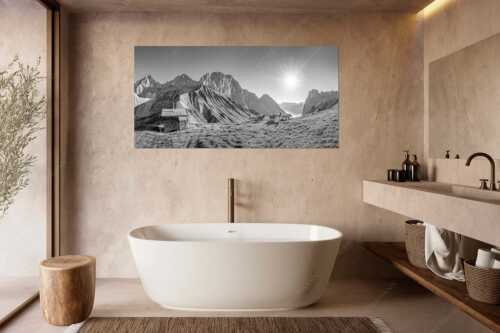 Bergschafe an der Erinnerungshütte am Scharnitzjoch im Wettersteingebirge - Malerische Sommerweide - Größe ca. 180x90cm, Seitenverhältnis 2:1 - Schafe Erinnerungshütte Wetterstein - weitere Infos unter https://www.kriner-weiermann.de