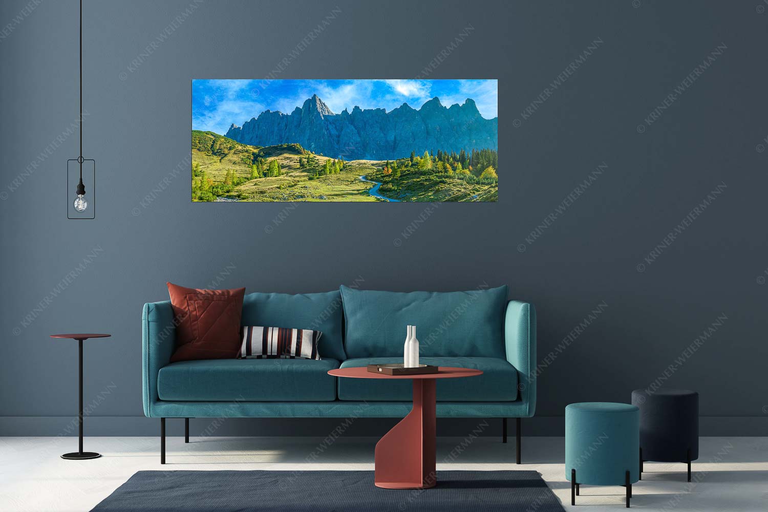 Malerisches Karwendel – Größe ca. 175x70cm, Seitenverhältnis 2,5:1 — Ladizalm im Karwendel Blick über die Ladizalm zur Lalidererspitze im Karwendelgebirge - Malerisches Karwendel - Größe ca. 175x70cm, Seitenverhältnis 2,5:1 - Ladizalm im Karwendel - weitere Infos unter https://www.kriner-weiermann.de