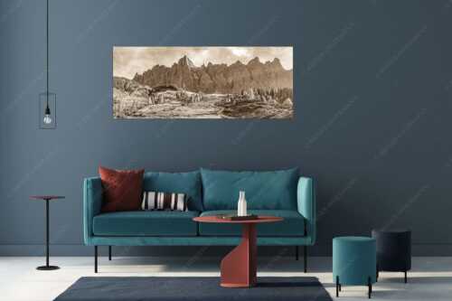 Blick über die Ladizalm zur Lalidererspitze im Karwendelgebirge - Malerisches Karwendel - Größe ca. 175x70cm, Seitenverhältnis 2,5:1 - Ladizalm im Karwendel - weitere Infos unter https://www.kriner-weiermann.de