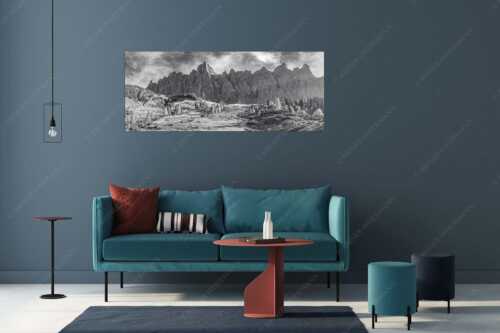 Blick über die Ladizalm zur Lalidererspitze im Karwendelgebirge - Malerisches Karwendel - Größe ca. 175x70cm, Seitenverhältnis 2,5:1 - Ladizalm im Karwendel - weitere Infos unter https://www.kriner-weiermann.de